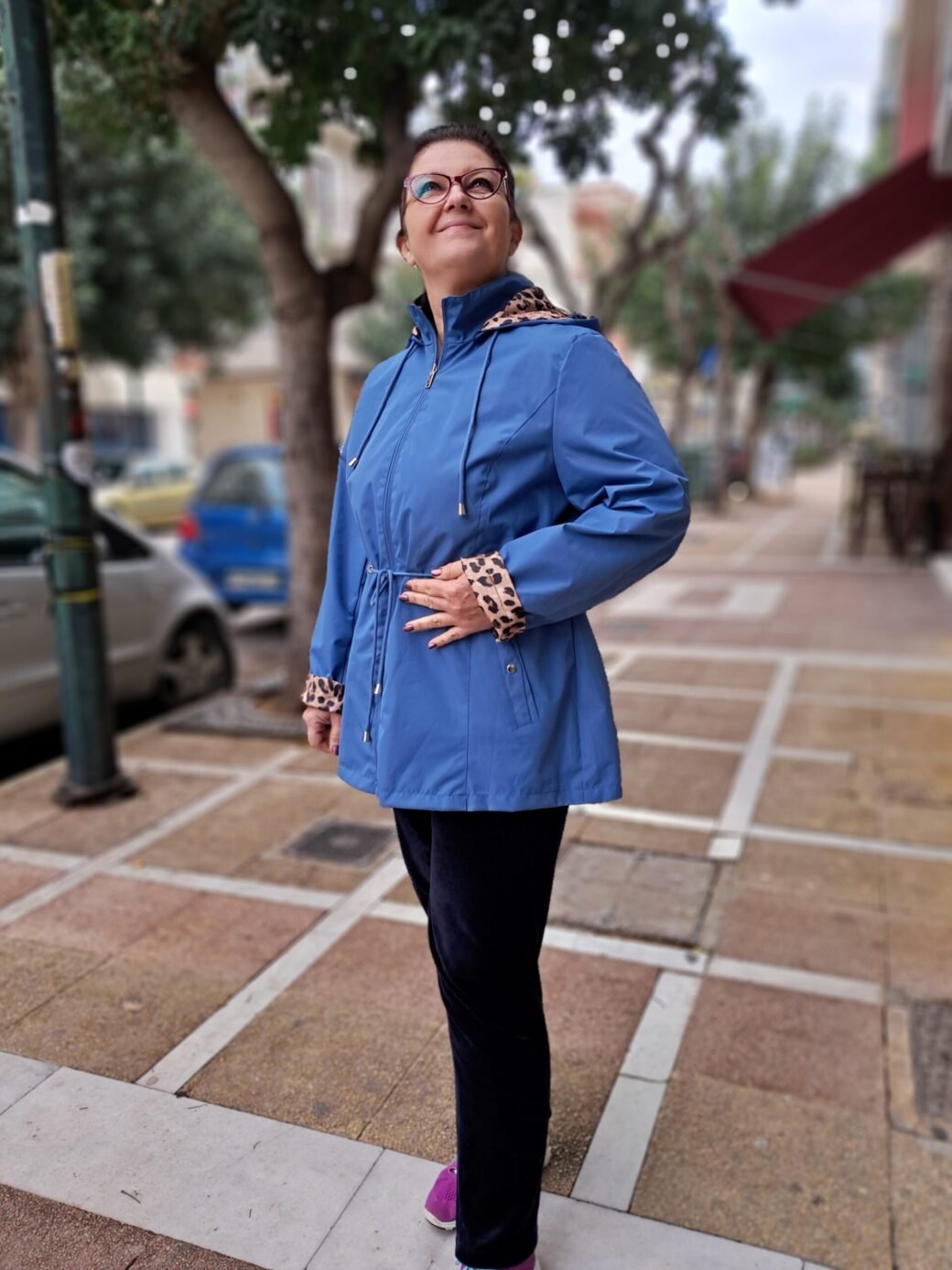 Μπουφάν λεοπαρ διπλής όψης μπλε. εκόνα5