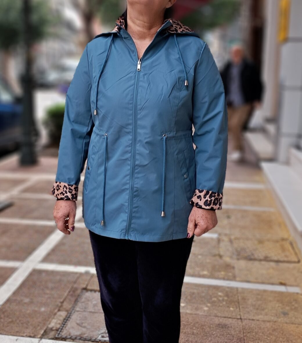 Μπουφάν λεοπαρ διπλής όψης μέντα. εκόνα2