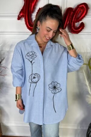 Γυναικείο πουκάμισο oversize σε δύο χρώματα
