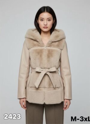 Γυναικείο μπουφάν δερματίνη μπεζ